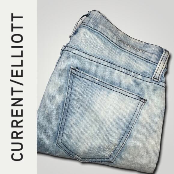 CURRENT ELLIOT THE STILETTO CITY BLEACH DESTROY LIGHT DEMIN SKINNY JEAN SMALL 26 - Picture 5 of 9